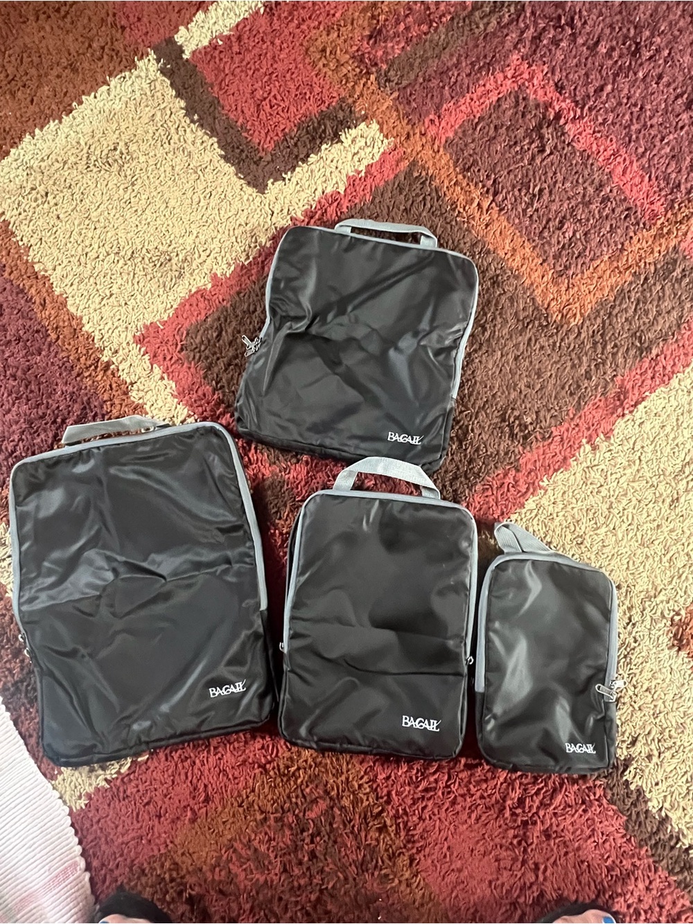Black Travel Packing Cubes Set - 4 Piece